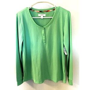 Sonoma Womens Sleepwear Green Button Up Top Size XS NWT
